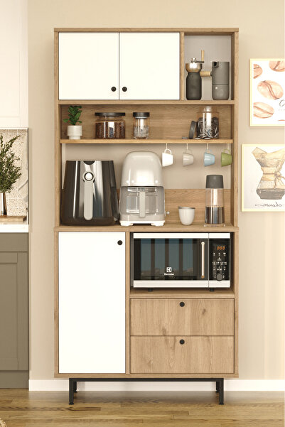 Yurudesign Royce Serisi Kahve Köşesi Çok Amaçlı Dolap Mutfak Dolabı Sepet-Bey...