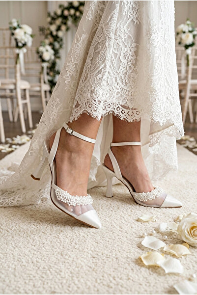 Modavien Women's 9 cm Pearl Bridal Shoes (Perfect Fit)