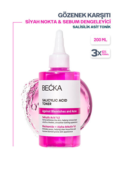 BECKA Salisilik Asit Tonik - Akne ve Siyah Nokta Karşıtı BHA Yağlı Ciltler İç...