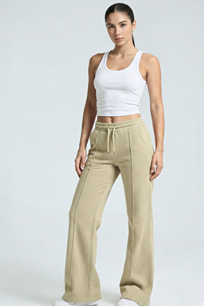 Fancy & Fun Kadın Bol Paça Çımalı 4 Mevsimlik Beli Lastikli Yan Cepli 3 İplik...