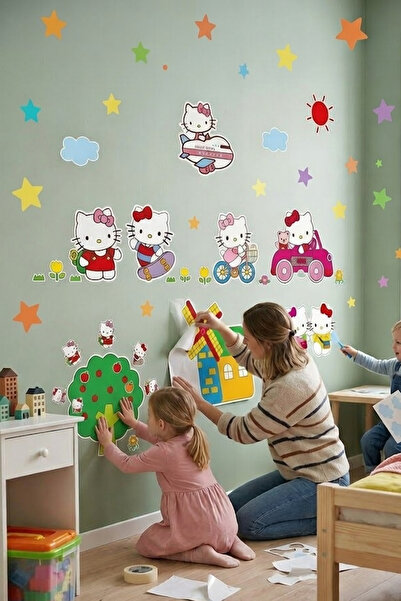 KT Decor Hello Kitty Duvar Sticker Çocuk Odası Pvc Duvar Sticker 65x200 cm