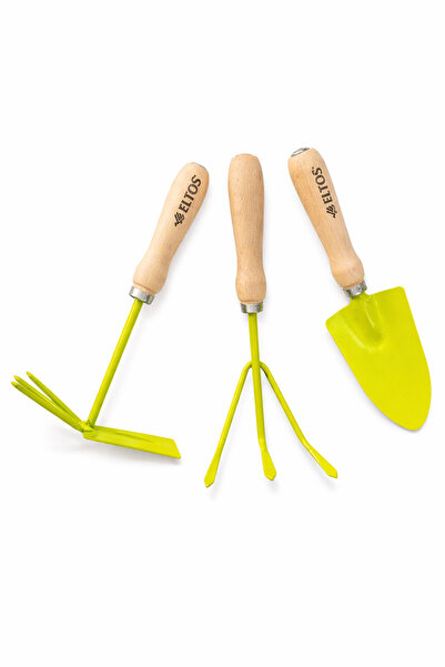 Eltos Mini Bahçe El Aletleri 3’lü Set – Dayanıklı Ahşap Saplı Çapa, Kürek, Tı...