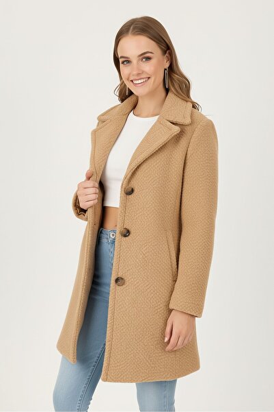 Anne Klein جاكيت شيربا نسائي منسوج، بيج