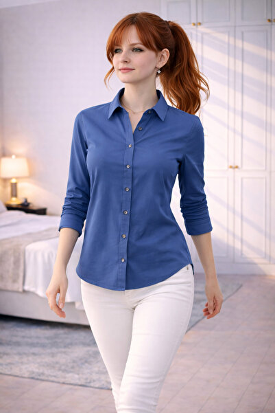 ahanora قميص أساسي من قماش الفيسكوز المنسوج (خيارات الألوان)