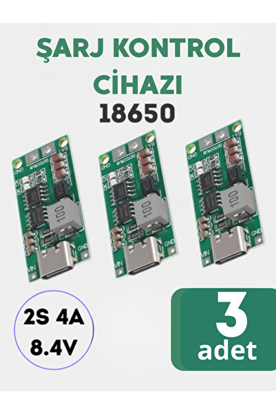RoboPazar BMS 2S 4A (8.4V) Type-C Li-Ion 18650 Şarj ve Koruma Kartı