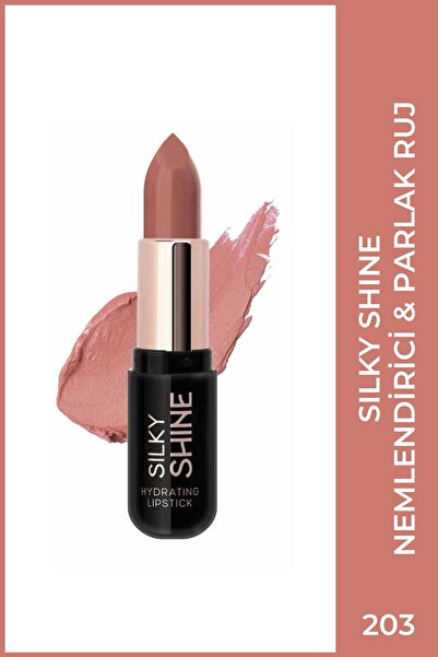 Golden Rose Silky Shine Hydrating Lipstick No:203 - Seramid ve Jojoba Yağlı N...