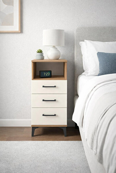 Dienni Arges Komodin Tek Raflı 3 Çekmeceli 44x30x106 Çam-Aytaşı