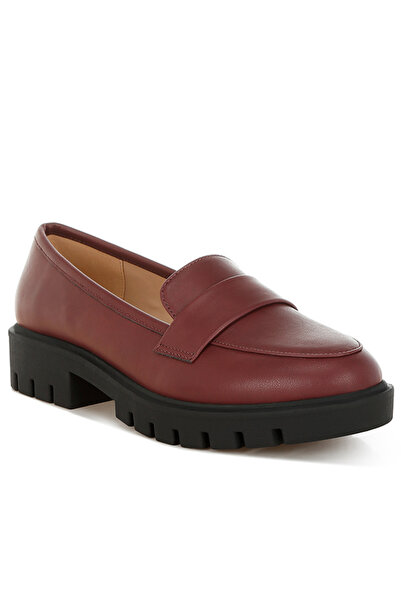 london Rag Women's Faux Leather Chunky Loafers in Burgundy