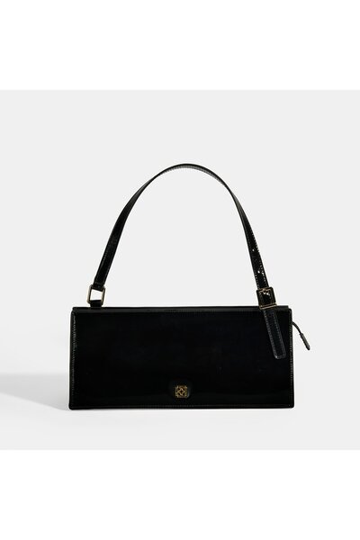 Desa Siyah Kadın Rugan Deri Omuz Çantası