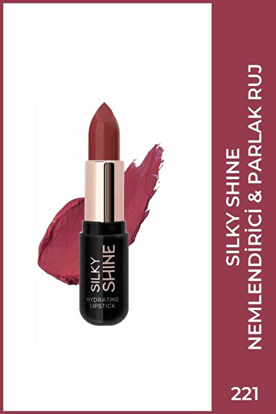 Golden Rose Silky Shine Hydrating Lipstick No:221 - Seramid ve Jojoba Yağlı N...