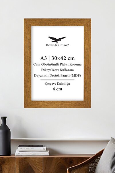 Raven Art Studio Μοντέρνο A3-30x42cm Αντικέ Χρυσό Προστατευμένο Άθραυστο Γυαλ...