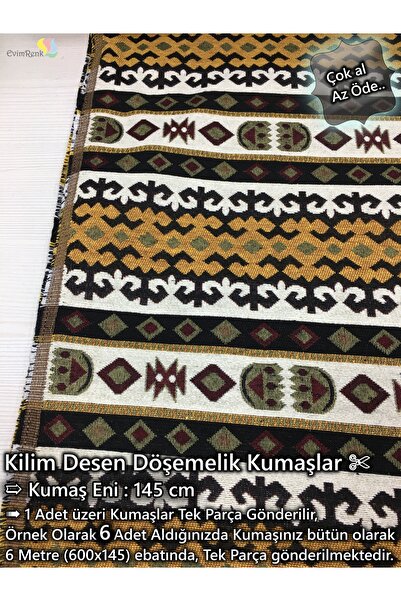 Renk Tekstil Anatolia Etnik Dokuma Kilim Şark Desenli Kumaş - Döşeme - Minder...