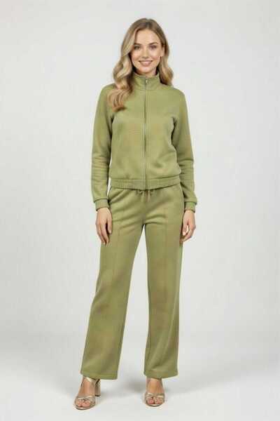 Kallisto Σετ παντελόνι με ραβδώσεις με ελαστική μέση, πράσινο μπουφάν Scuba L...