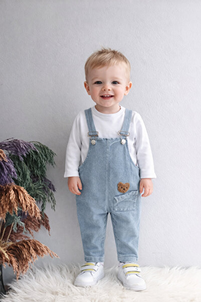 Baby Buu Babybuu Bebek Kırık Cepli Ayıcık Kabartmalı Salopet Denim 6-24 ay
