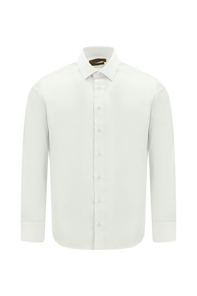 Abdullah Kiğılı Μακρυμάνικο Slim Fit Slim Fit Κλασικό μη σιδερένιο σατέν βαμβ...