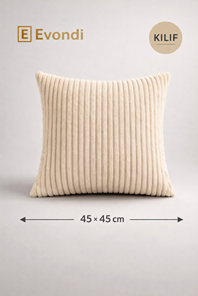 Evondi 45×45 Off-White Embossed Thick-Textured Cushion Cover – Soft Erasable ...