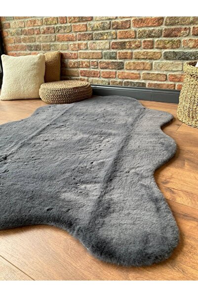 SARAZ HALI Tavşan Tüyü Post Peluş Ultra Yumuşak Post Puffy Antrasit