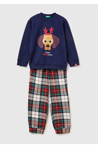 United Colors of Benetton Σετ πιτζάμες για αγόρια σε μπλε ναυτικό χρώμα με στ...