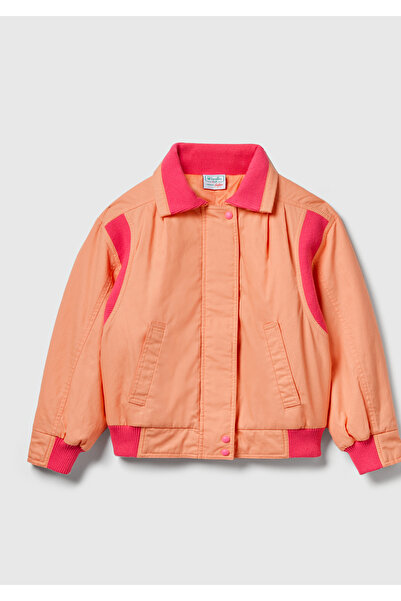 United Colors of Benetton سترة بومبر سترانجر ثينجز للفتيات باللون البرتقالي م...