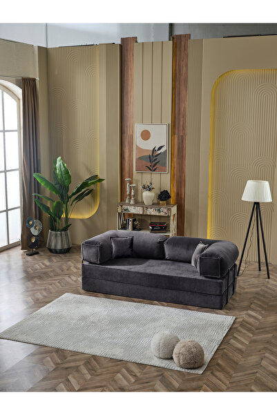 Dekoport Comfort 180cm Kanepe Kırlent Dahil Yatak Olabilen, Fitilli Kadife, Y...