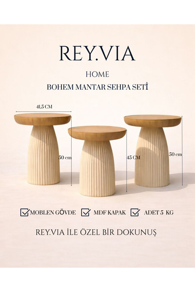 BRBSTORE BOHEM 3'LÜ MANTAR SEHPA