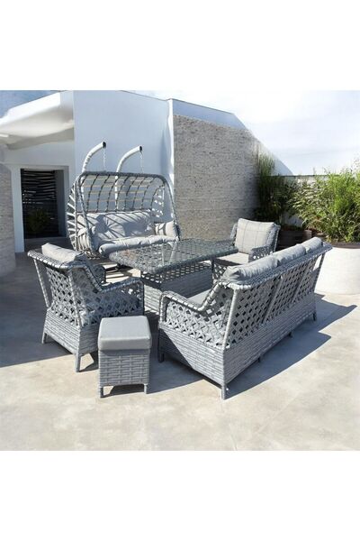 SERCANGARDEN (SALINCAK HEDİYELİ)Rattan Bahçe Takımı Oturma Grubu 3'lü - 7 Kiş...