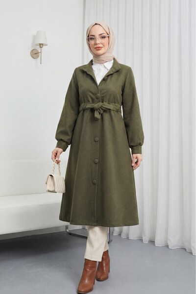 HİJABAYA Belden Na vezivanje kaput sa dugmićima Kašmir tkanina