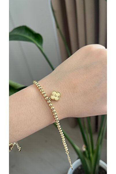 ATELİER GİZEM Kadın kararmaz vip yonca çelik bileklik