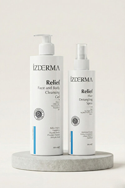 izderma Relief Yüz&Vücut Yıkama Jeli ve Kolay Saç Tarama Spreyi 2'li Set