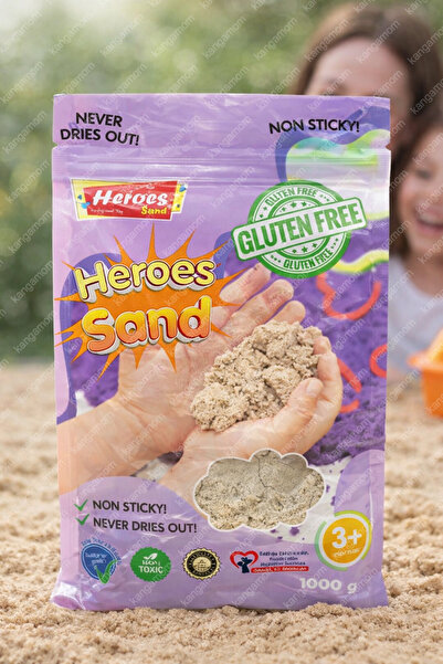 HEROES 1 Kg Natural Kinetik Kum (Natural) - Akışkan ve Dağılmayan Eğitici Oyu...