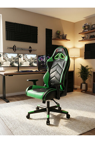 GAMERX G/D X Serisi Yeşil/Siyah Deri Oyuncu Koltuğu