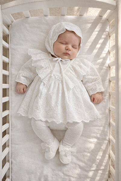 Mert Baby Begonya 4'lü Fisto Detaylı Lüx Mevlüt Seti %100 Pamuk Yenidoğan Kız...