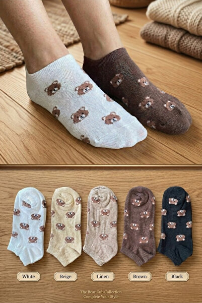 İbrahim Berk 5 perechi de șosete pentru femei, în până la glezne culori paste...