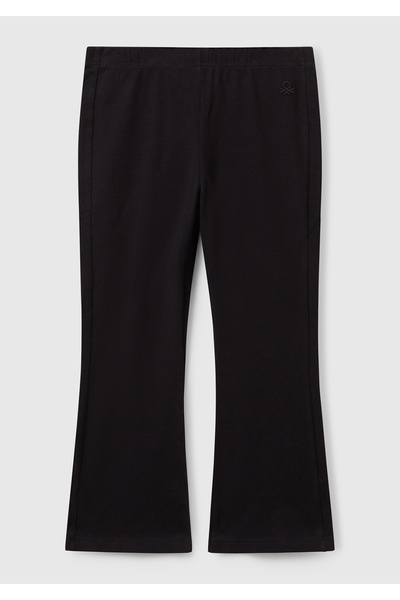 United Colors of Benetton Kız Çocuk Siyah Logo Detaylı Flare Tayt
