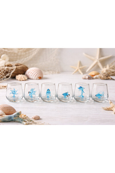 ADAMODART Aqua Serisi Tombul Cam Figürlü Kahve Yanı Su Bardağı