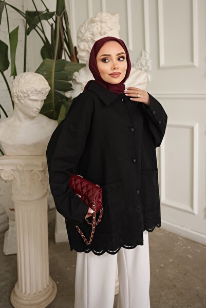 İmajButik Black Skirt Embroidered g Gabardine Jacket