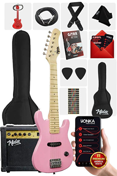 Midex CEG-30PK 4-6 Yaş Çocuklar İçin Amfili Full 1/4 30 İnç Elektro Gitar Set...