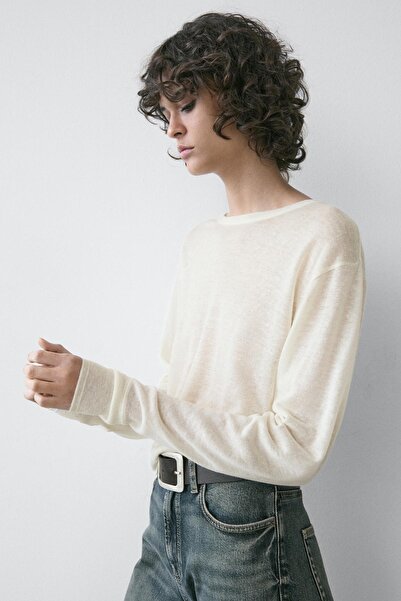 Massimo Dutti Lightweight wool-linen blend T-shirt