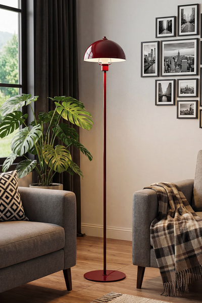 Marrien Modena Retro Bordo Metal Başlıklı Tek Ayaklı Lambader