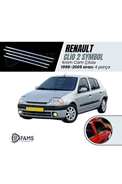 FAMS OTO AKSESUAR Renault Clio 2 Symbol Krom Cam Çıtası 4 Prç, 1998-2005 P, Ç...