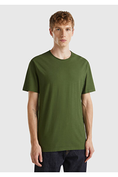 United Colors of Benetton Ανδρικό πράσινο μπλουζάκι με λαιμόκοψη ποδηλάτου