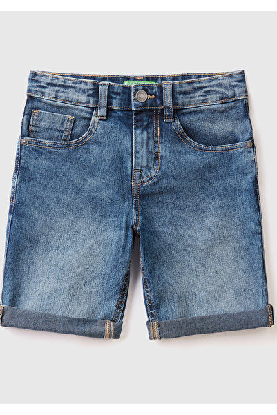 United Colors of Benetton Boy - Face Printed Eco-Recycle Stretch Denim Shorts...