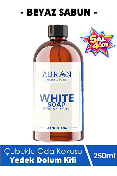 AURAN Beyaz Sabun Çubuklu Oda ve Ortam Kokusu Yedek Dolum Kiti Yedek Şişe Whi...