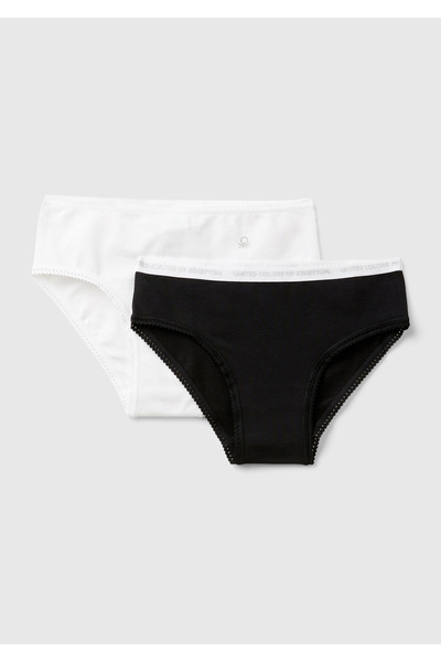 United Colors of Benetton Κοριτσίστικο Μαύρο-Λευκό Σετ 2 τεμαχίων με λογότυπο...