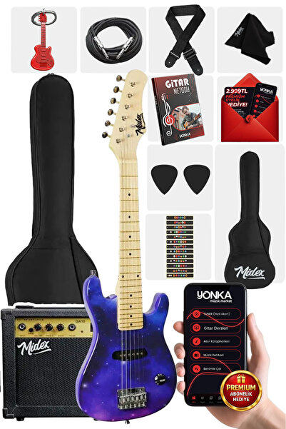 Midex CEG-30PU 4-6 Yaş Çocuklar İçin Amfili Full 1/4 30 İnç Elektro Gitar Set...