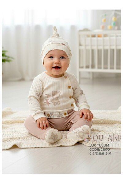 Bubbles %100 ORGANİK PAMUK YOU AND ME AYICIK DÜĞMELİ BEBEK TULUM