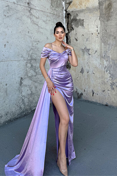 Sindimoda Rochie de seară cu decolteu cu drapaj din piatră 582553