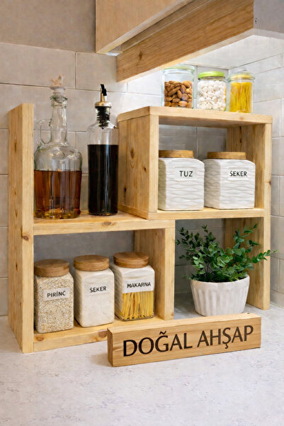 Woodymoda Doğal Çam Ahşap Ayarlanabilir Çok Amaçlı Tezgah Üstü Mutfak Düzenle...