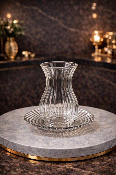 Maloria Çizgili Borosilikat Çay Bardak Seti | 12 Parça - 200ml