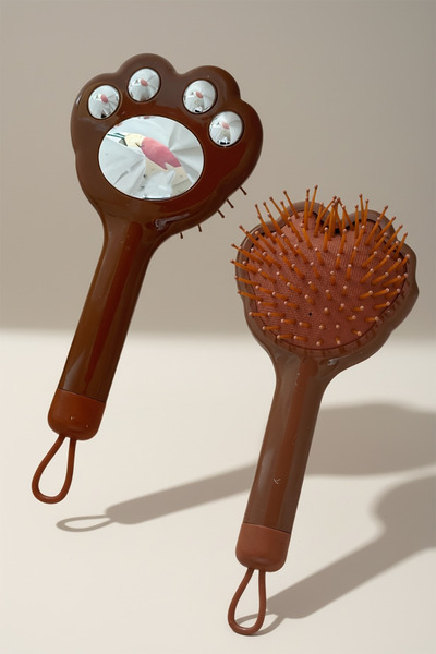 TAKIŞTIR Perie/pieptene pentru păr în formă de labe de culoare maro amar